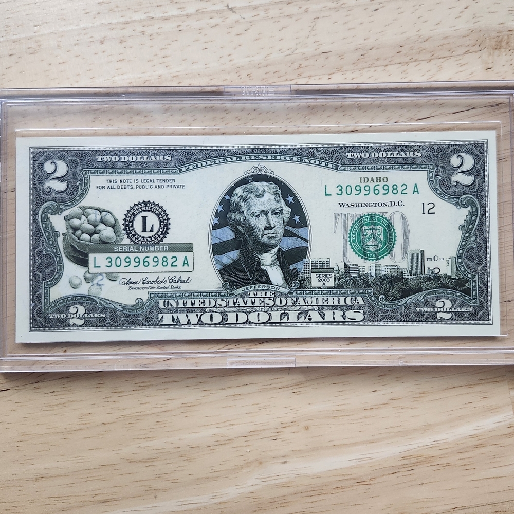 Two Dollar Bill OverPrint 50 State Bills. Idaho 2003